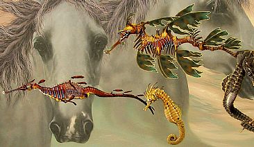 Horse Essence - detail seahorses -  by Linda Herzog